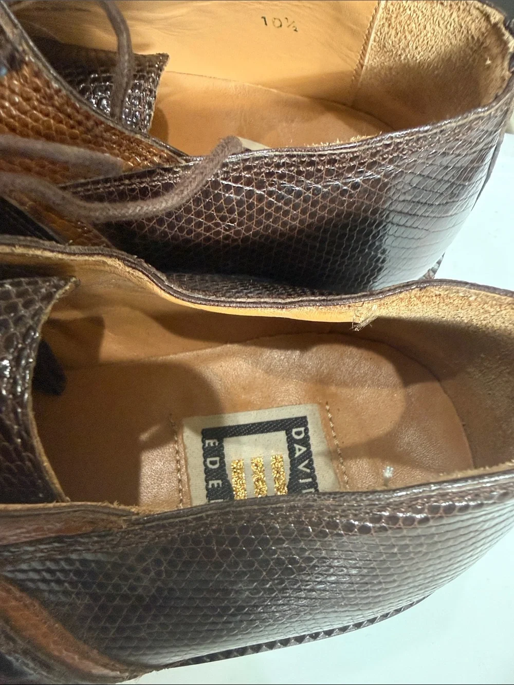 Brown Croc-Texture Lace-Up Derbys - Men's Dress Shoes